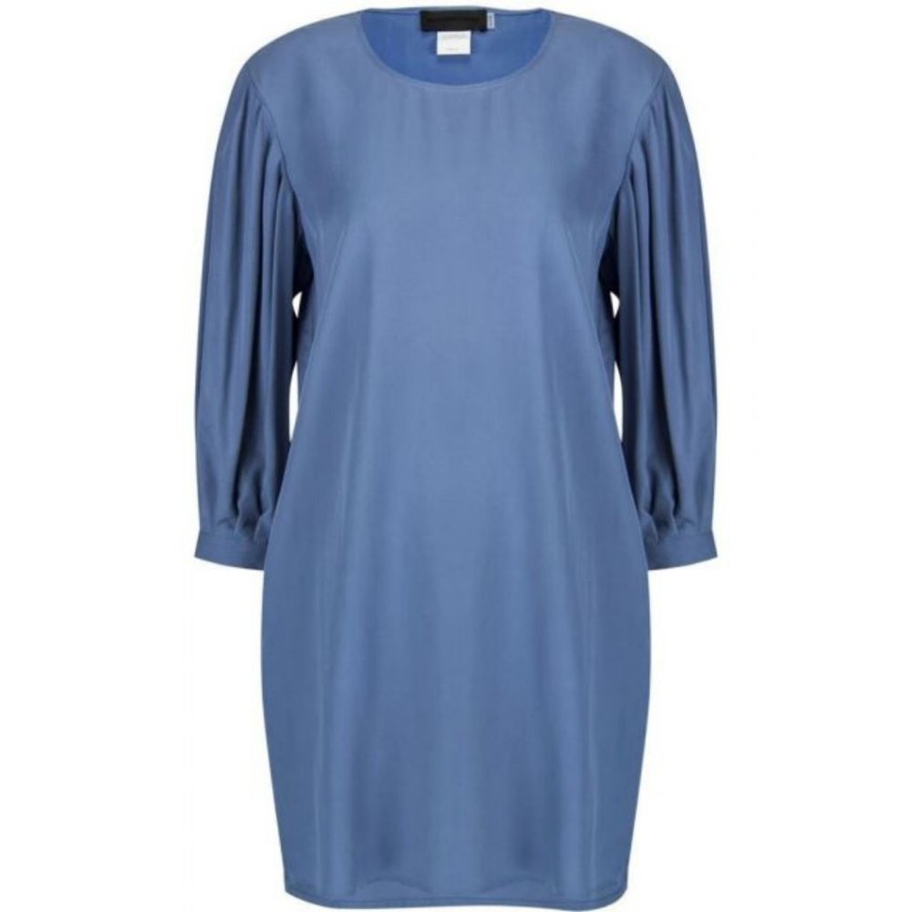 BLAQUE LABEL  BLUE TENCEL SHIFT DRESS 3/4 SLEEVES